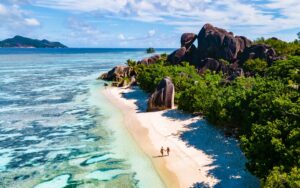 Anse,Source,D'argent,,La,Digue,Seychelles,,A,Young,Couple,Of