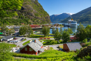 Cruise,Ship,In,The,Port,Of,Flam,,Norway.